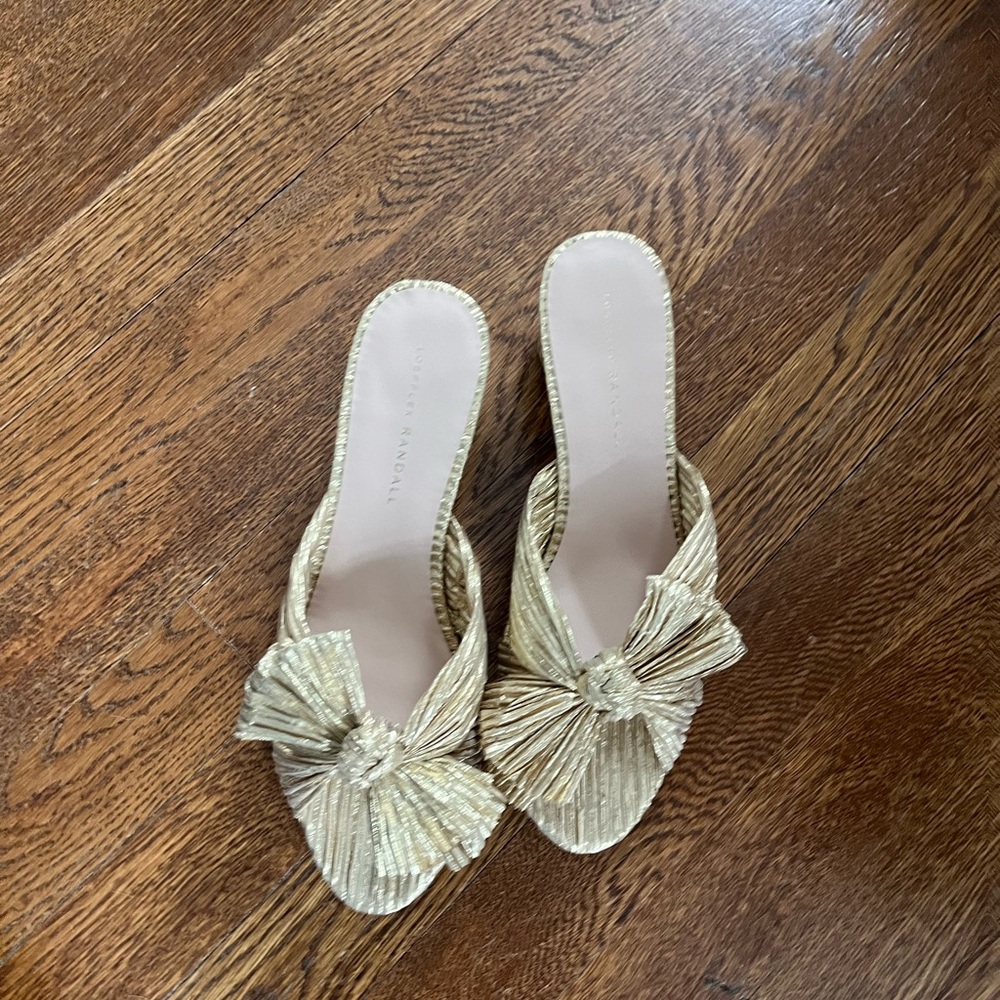 Loefler Randall gold bow shoes